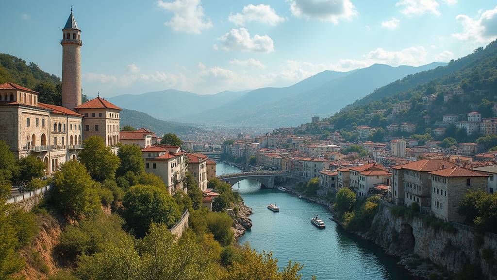 Vue aérienne d'Antakya avec ses ruelles historiques et architecture orientale