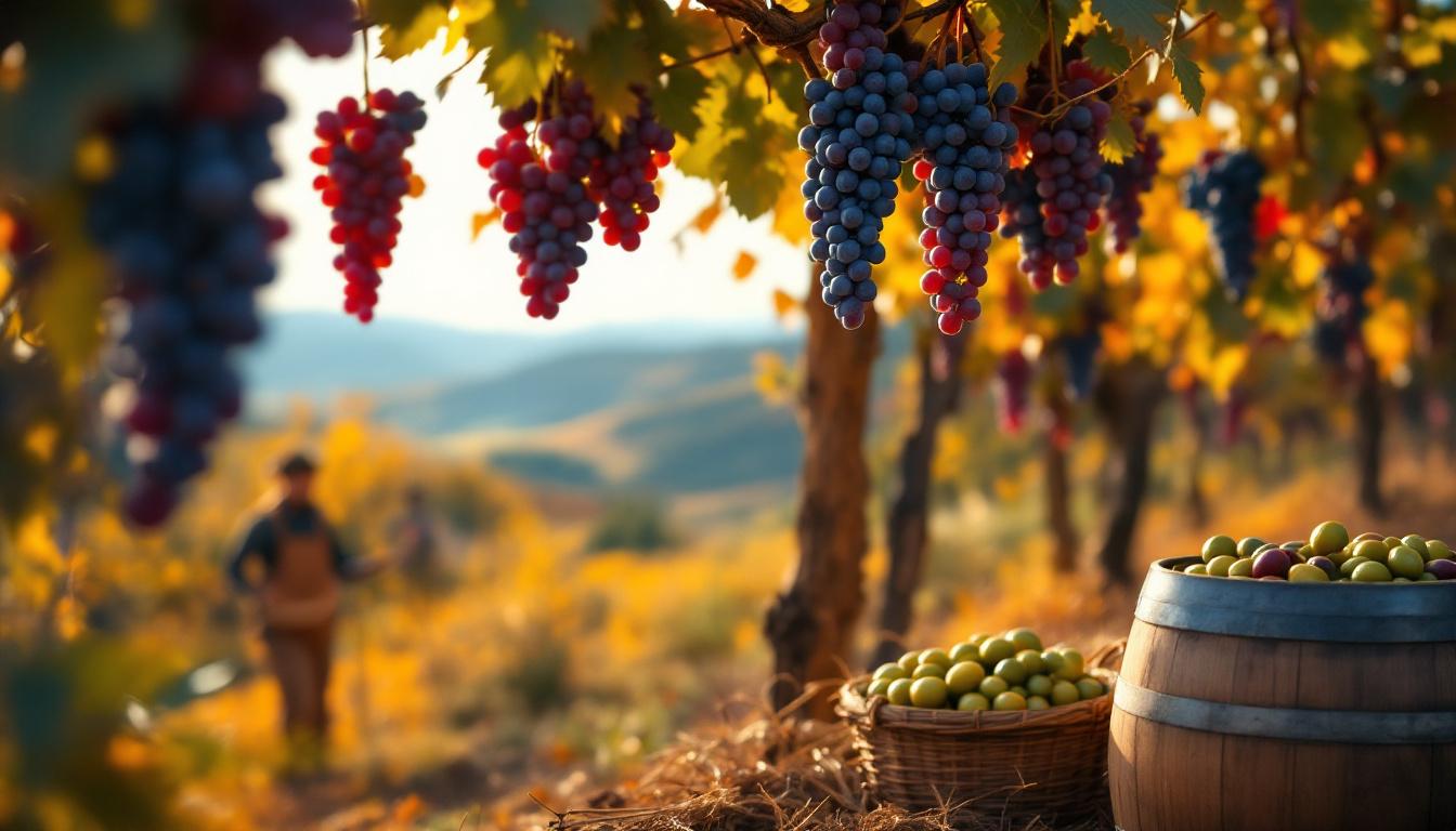 Vendanges en Cappadoce avec paysages automnaux