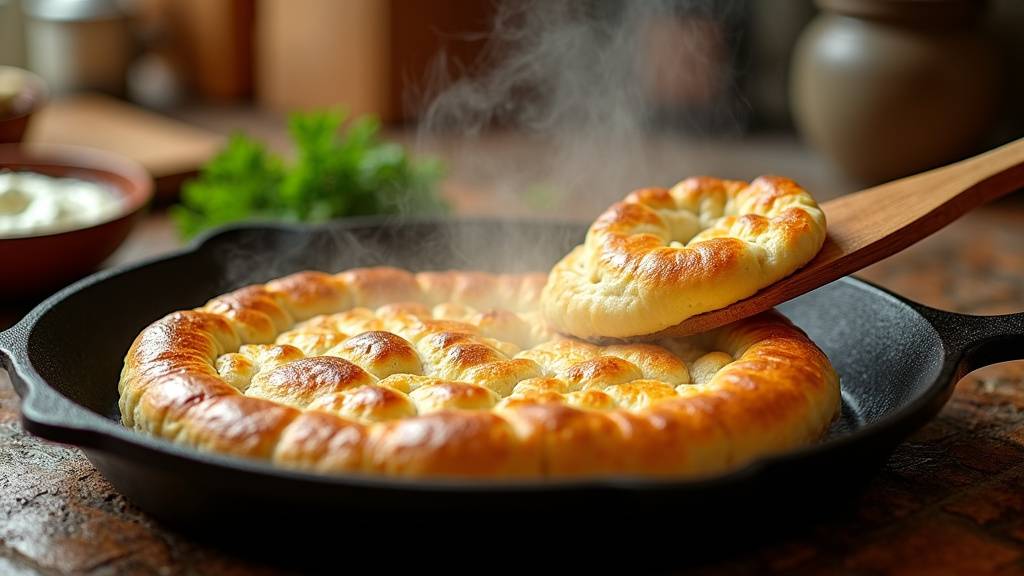 Dégustation de bazlama turc avec fromage frais et olives