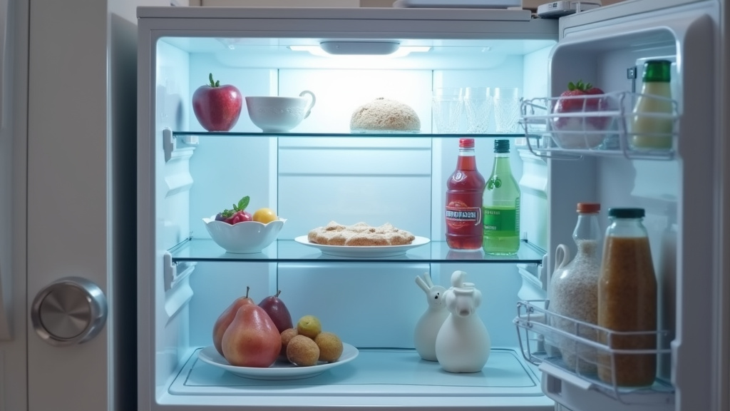 Intérieur d'un congélateur bien organisé, avec des étiquettes sur les tiroirs