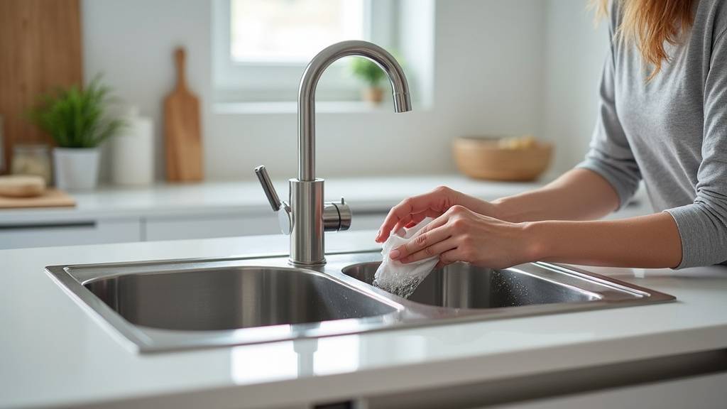 Surface d'inox brillante après nettoyage
