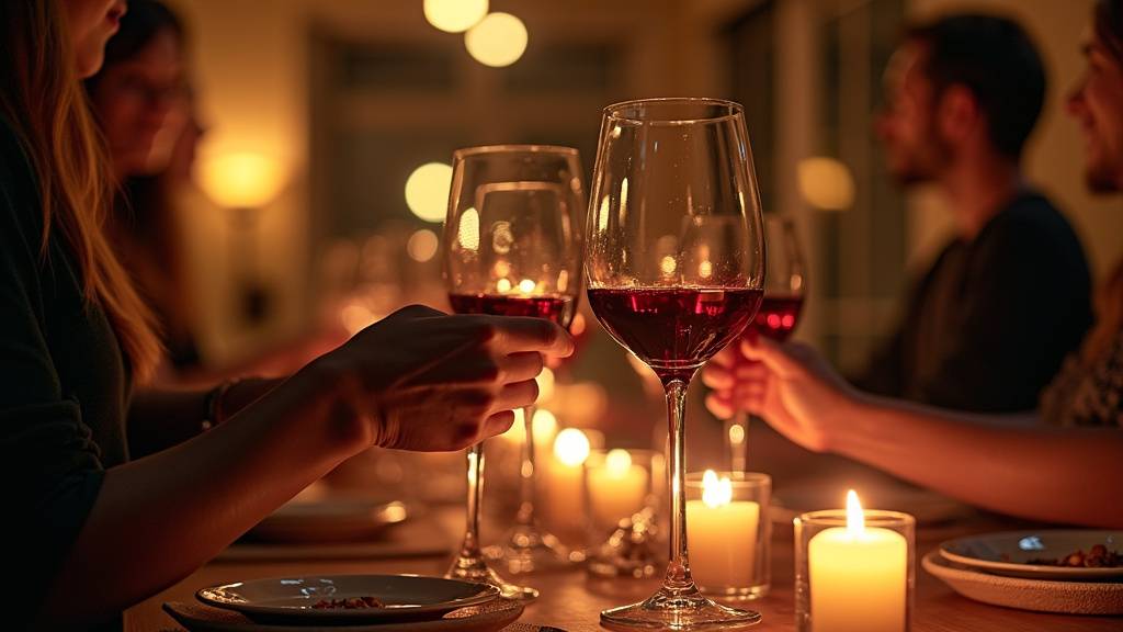 Un couple souriant partageant un repas dans un cadre intime à la maison