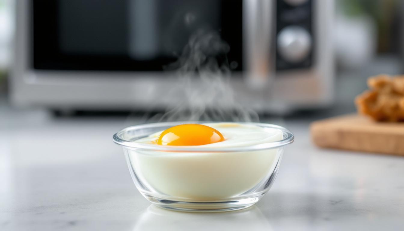 Technique de cuisson œuf mollet au micro-ondes avec bol d'eau