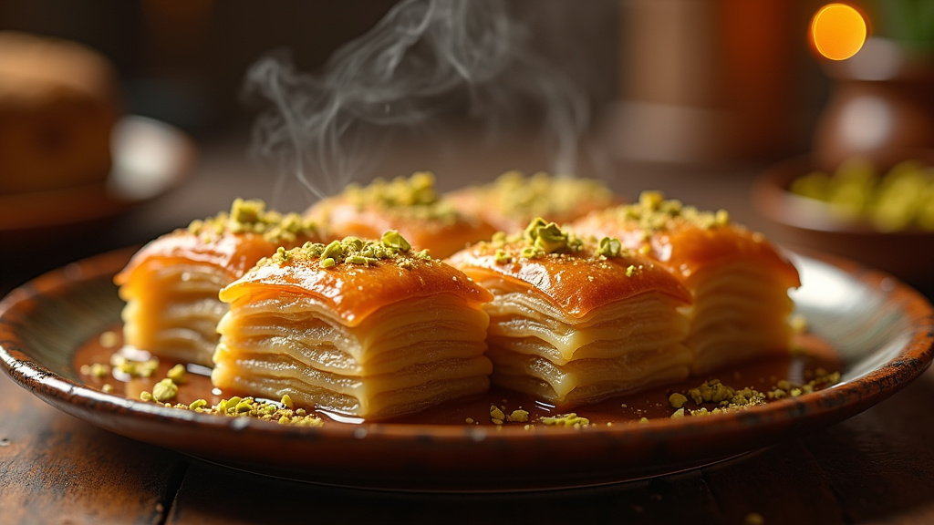 Pâtisserie turque traditionnelle présentée dans une boîte en bois