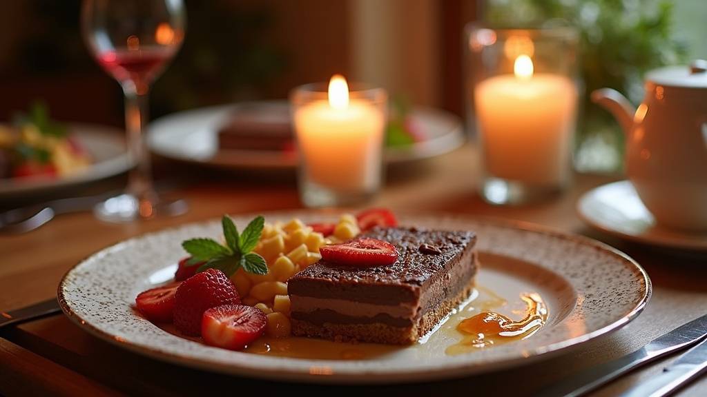 Un couple partageant un moment intime et souriant pendant leur dîner romantique