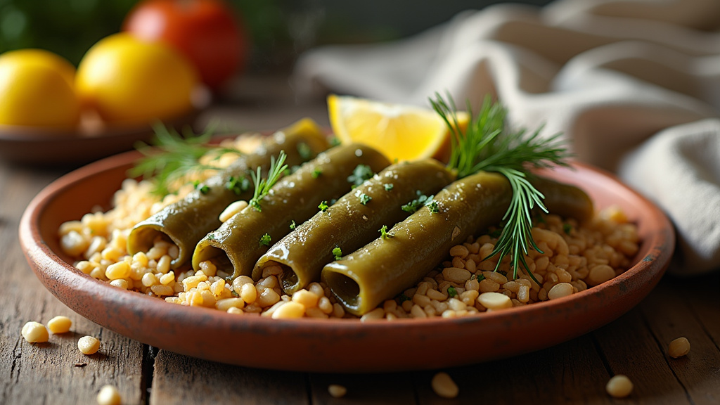 Feuilles de vigne fraîches prêtes à être farcies