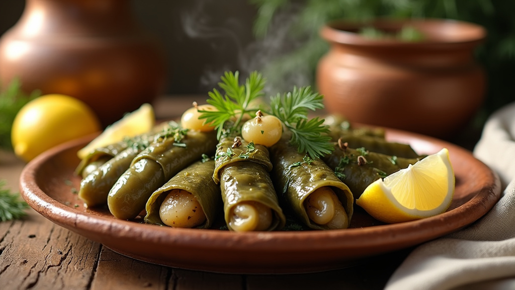 Technique de roulage des feuilles de vigne farcies