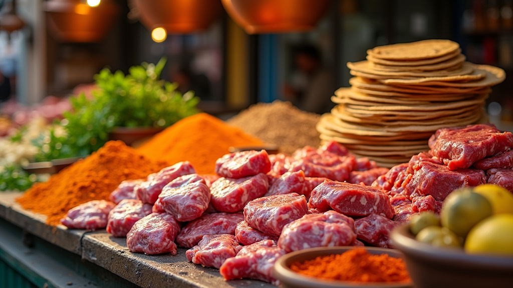 Rayons du supermarché oriental Harissa avec épices et produits du terroir