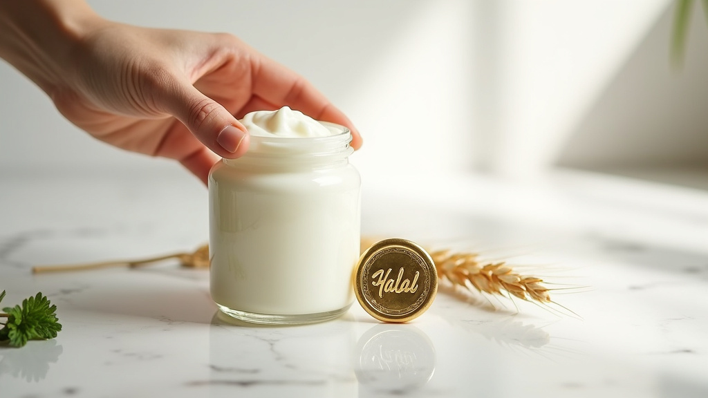 Illustration de produits halal avec certifications et étiquettes