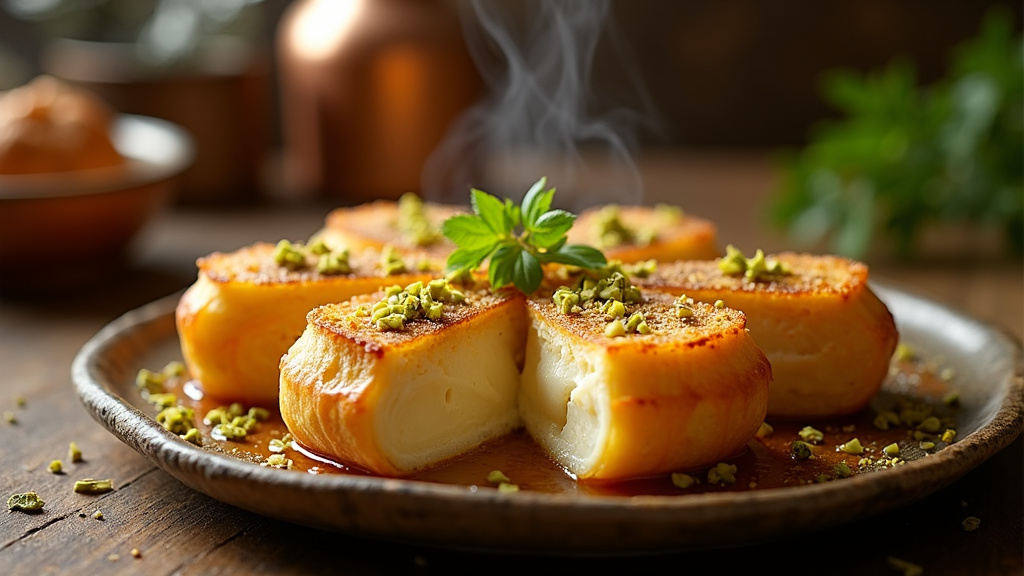Ingrédients pour préparer un kunefe traditionnel : pâte kadaïf, fromage, sirop