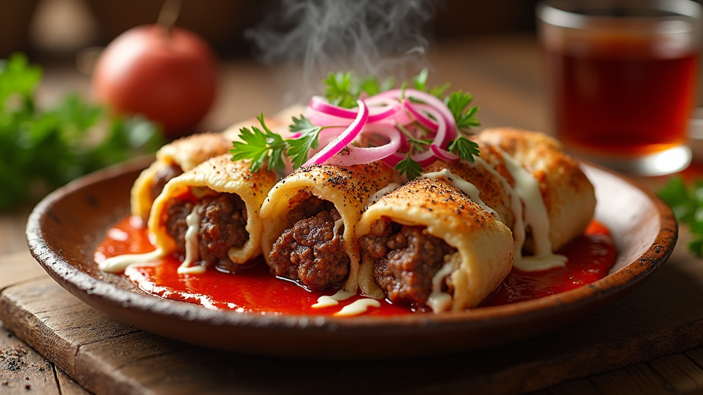 Beyti Kebap frais et appétissant, servi avec sauce tomate et yaourt