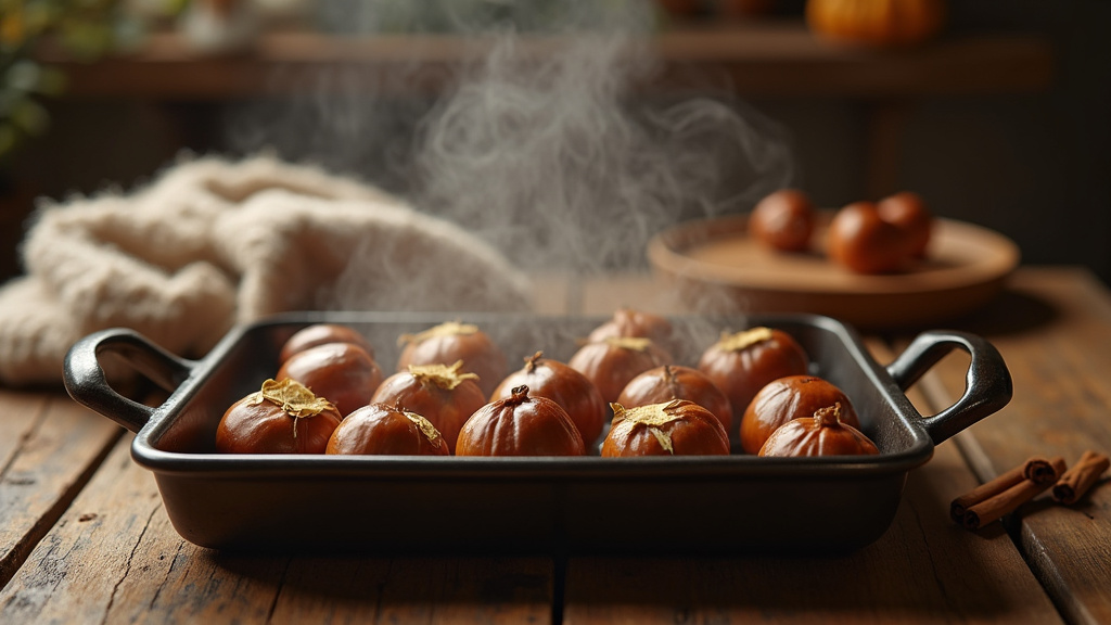 Châtaignes entaillées dans un bol d'eau