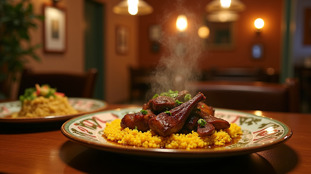 Intérieur d'un restaurant halal à Grenoble avec clients satisfaits