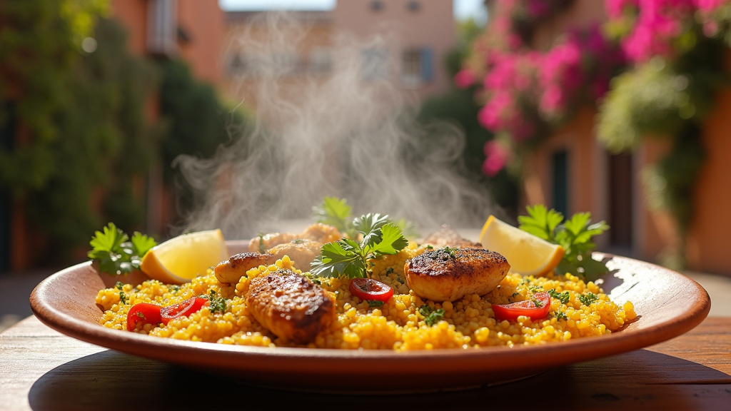 Plats libanais traditionnels servis dans un restaurant de Madrid