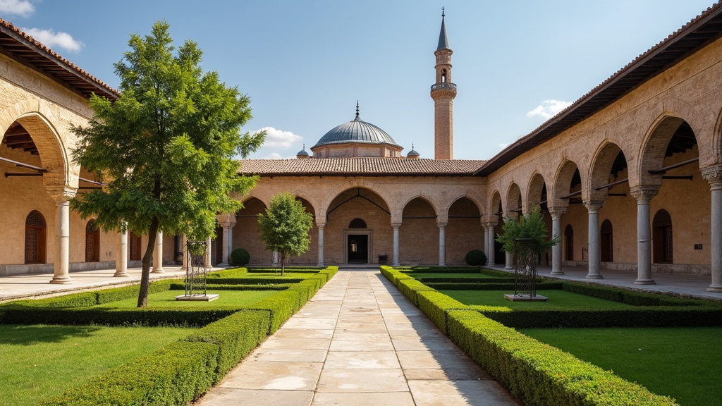 Intérieur majestueux du Musée Mevlana avec dôme vert