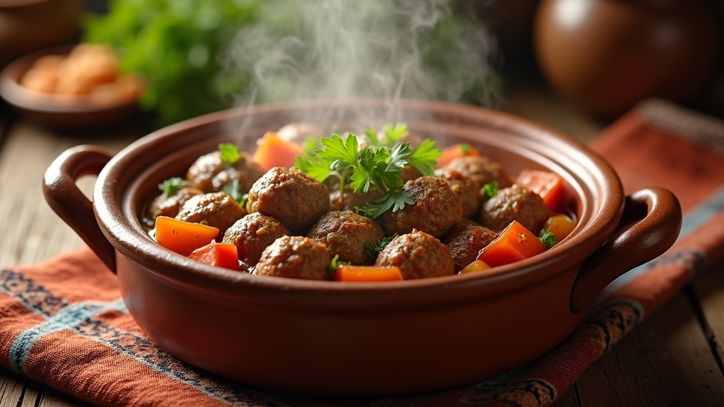 Préparation des mini boulettes de viande hachée avec oignon et épices