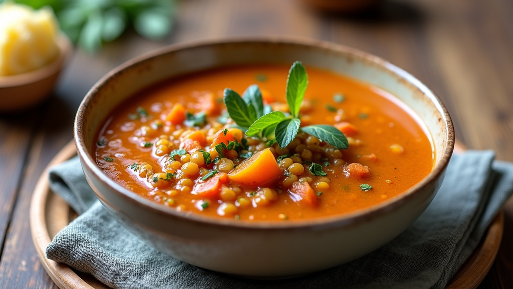 Infographie des valeurs nutritionnelles de la soupe aux lentilles corail