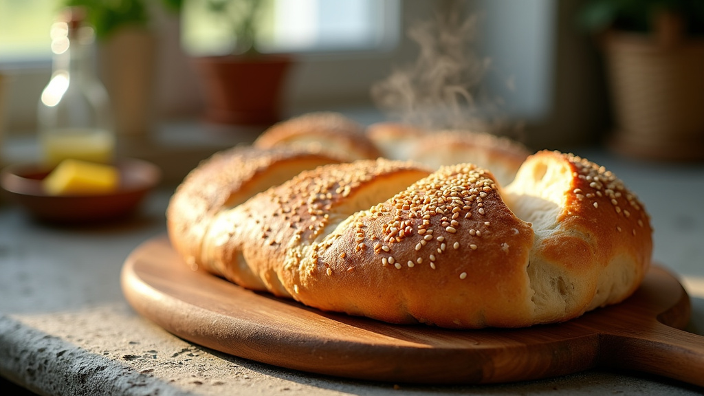 Pain turc pide traditionnel avec son quadrillage caractéristique