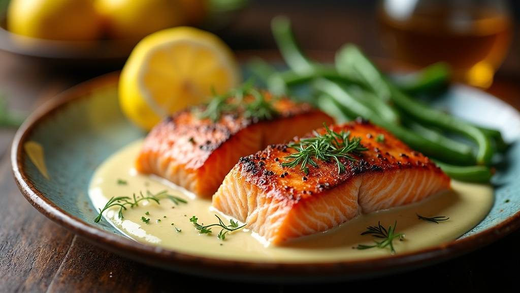 Sélection de pavés de saumon frais sur un étal de poissonnier