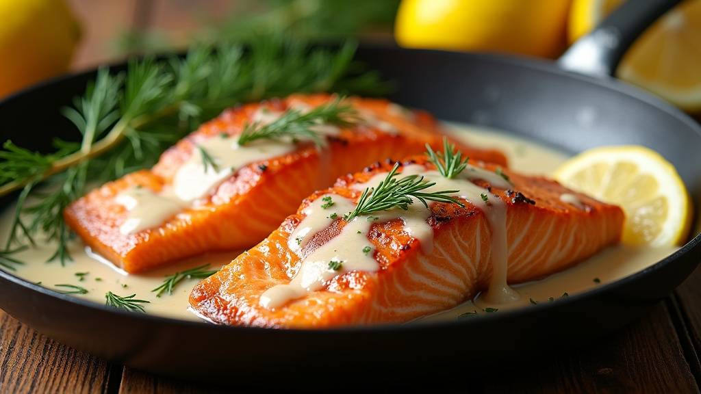 Cuisson du saumon dans une poêle avec huile d'olive