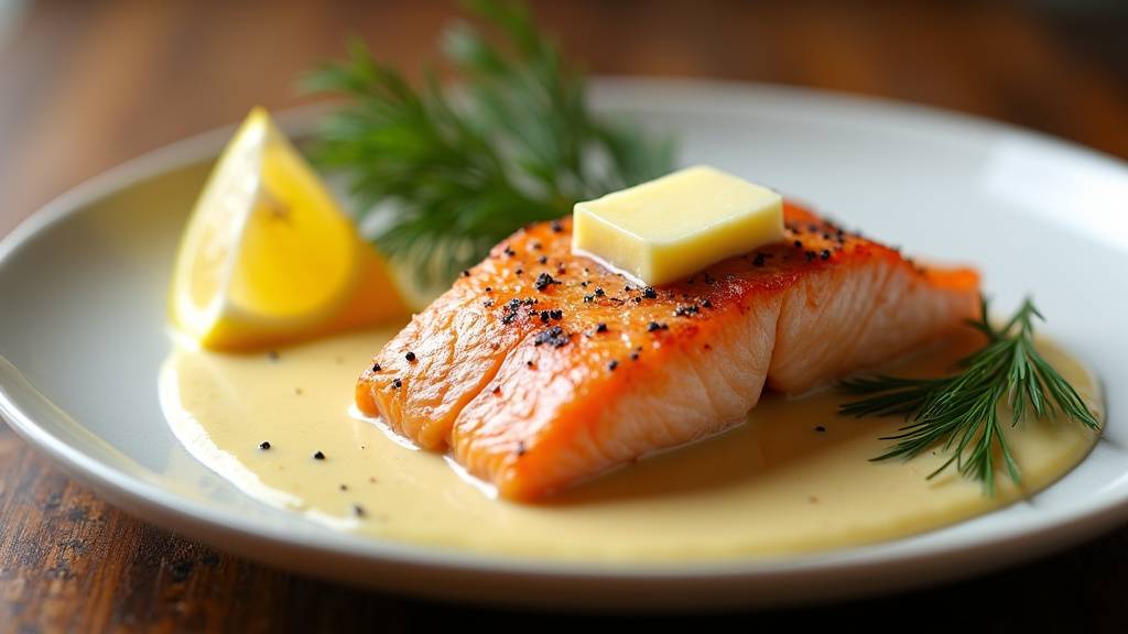 Pavé de saumon croustillant à la poêle avec sauce crème citron