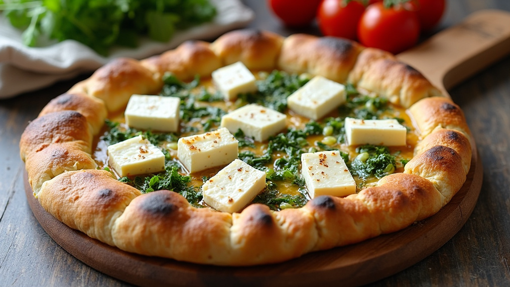 Ingrédients pour la garniture de pide aux épinards et feta