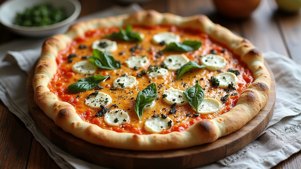 Pide turque aux épinards et feta garnie et dorée sortant du four