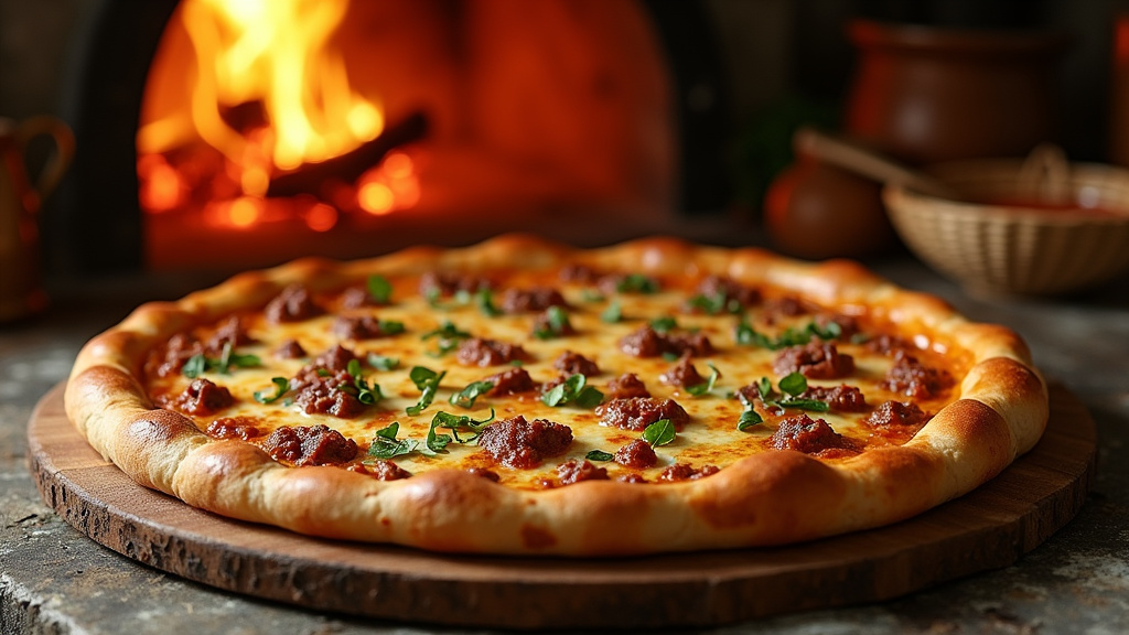 Pide turque garnie avec une variété de fromages et légumes