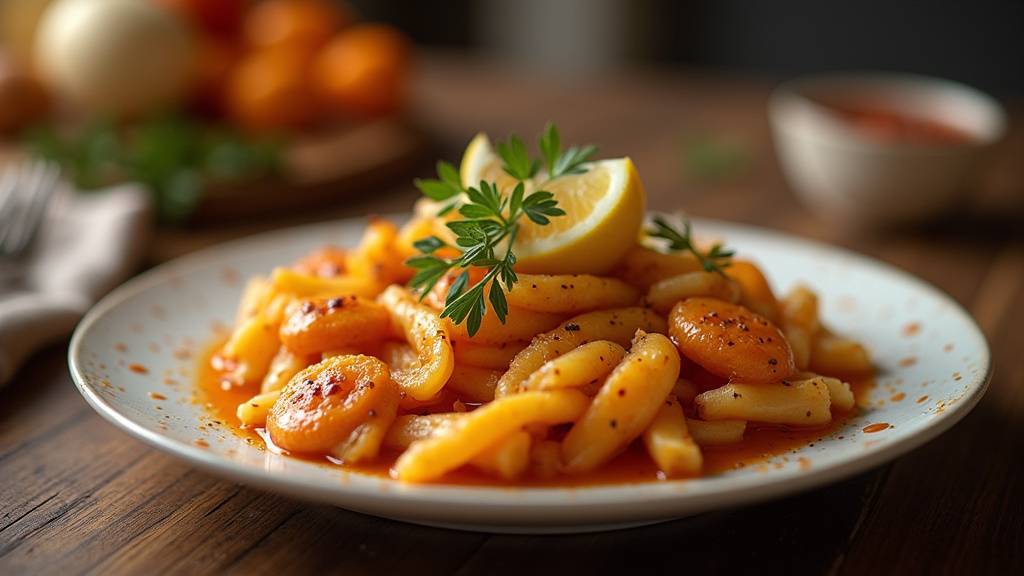 Plat chaud servi sur la table de la cuisine