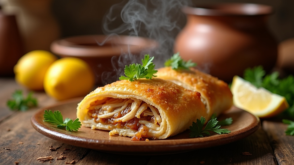 Tavuklu Siron dressé avec sauce au yaourt et beurre paprika sur le dessus