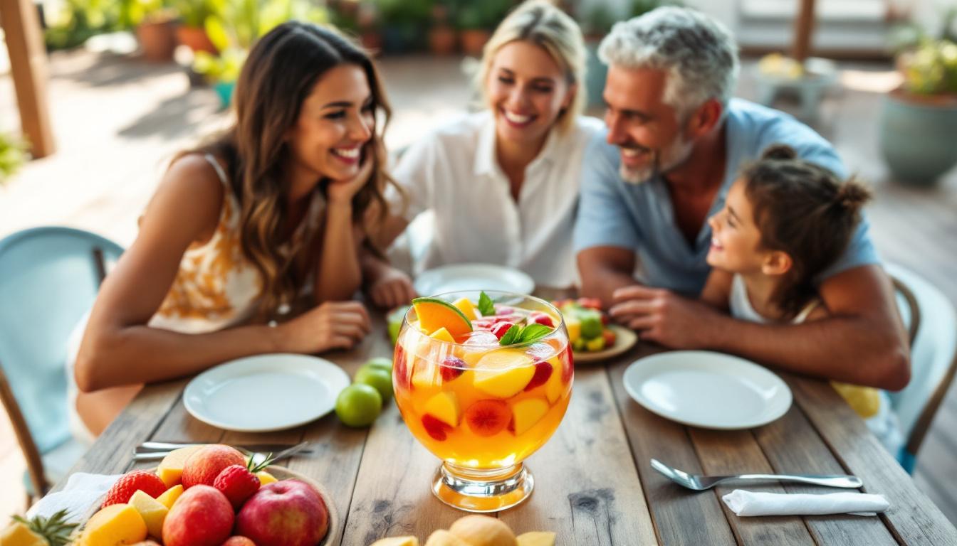 Ingrédients disposés pour la préparation du punch : rhum, jus de fruits, épices