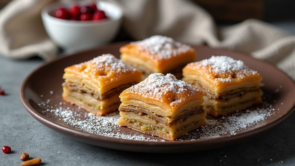 Baklava turc traditionnel aux pistaches et noix avec sirop doré