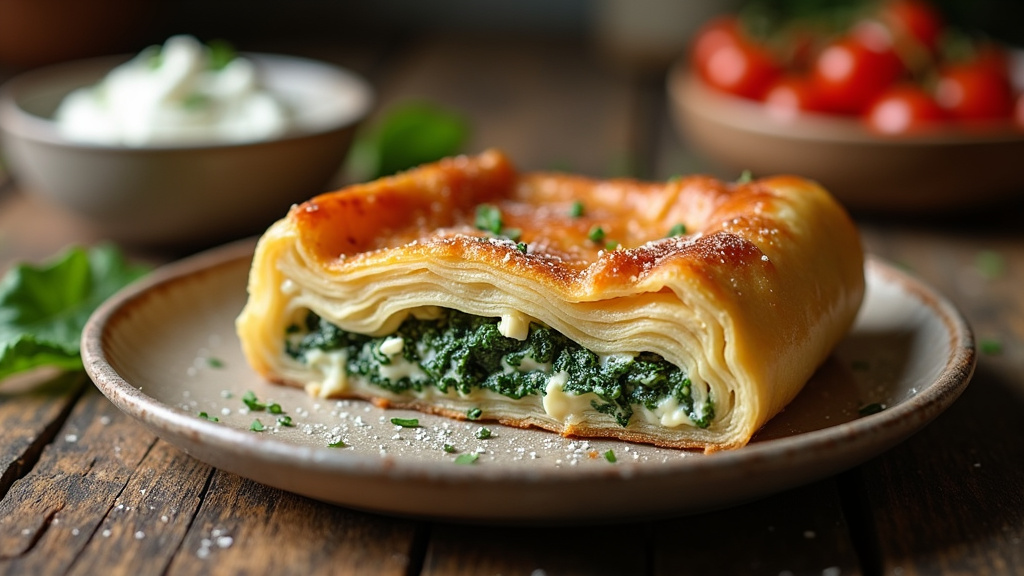 Préparation de la farce de borek avec épinards et feta
