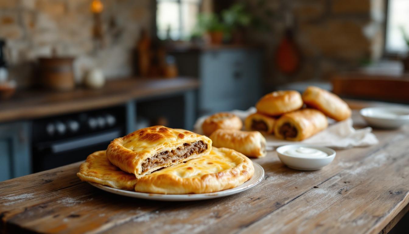 Préparation de börek turc dans une cuisine moderne