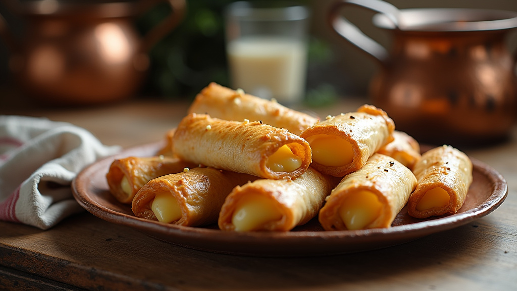 Démonstration de la recette de borek turc roulé au fromage étape par étape