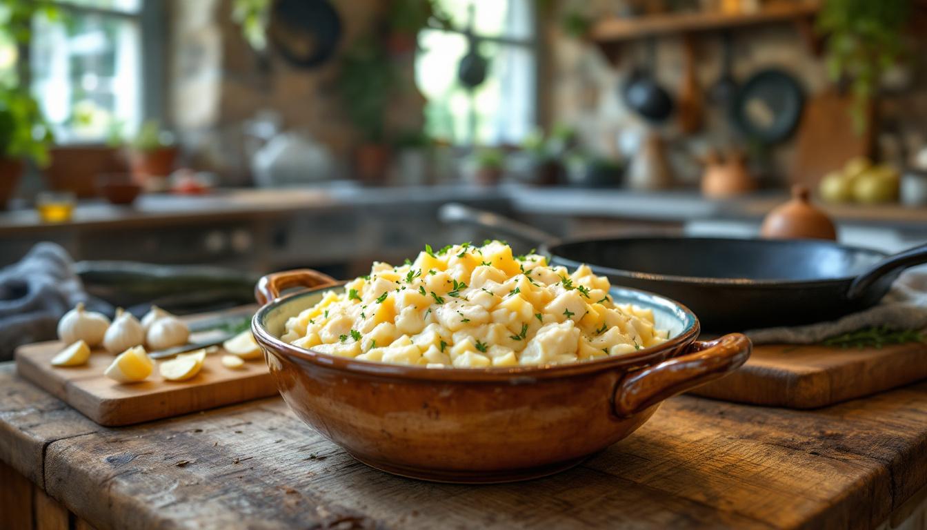 Brandade de morue portugaise dans un plat gratiné