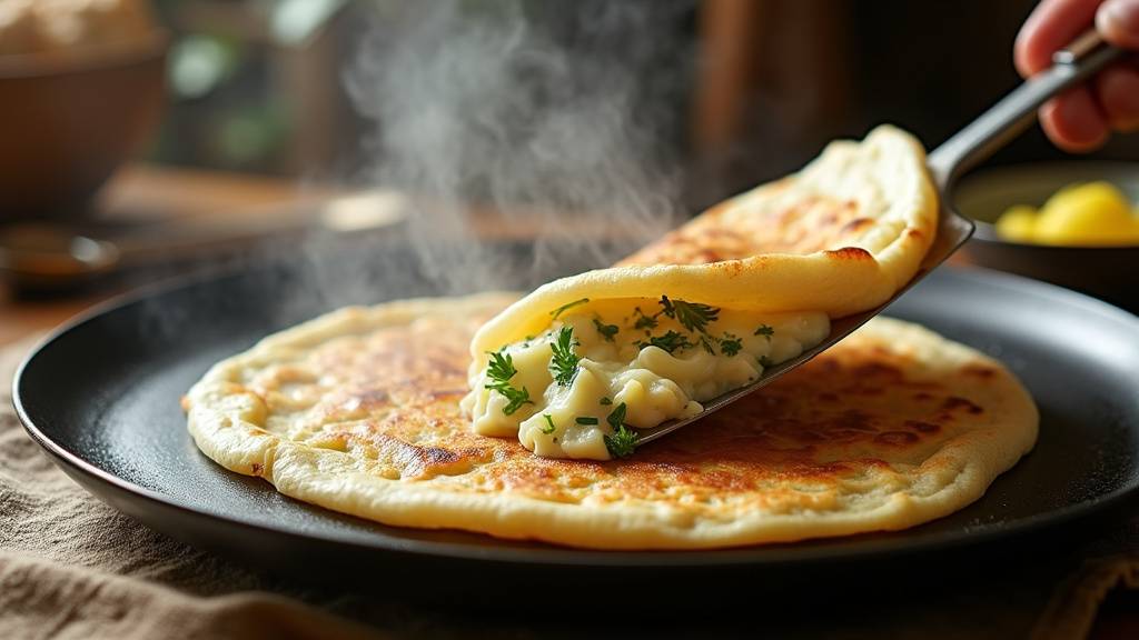 Gozleme turc aux pommes de terre cuit à la poêle