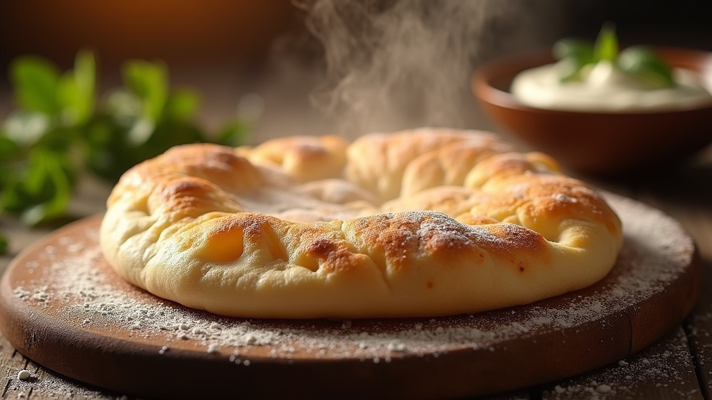 Pains kebab frais sortant du four, bien gonflés