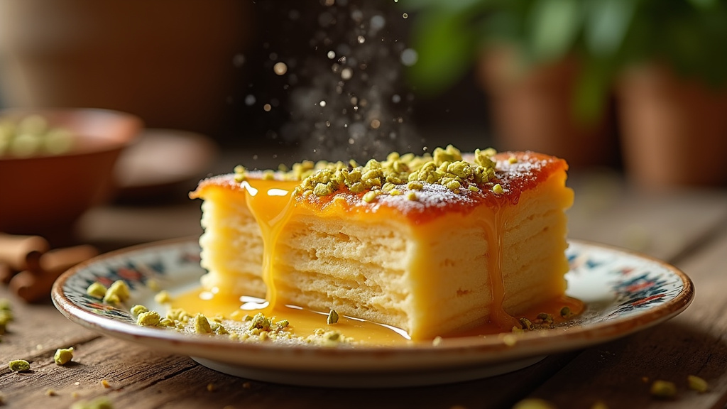 Démontage du gâteau Aglayan Kek montrant les différentes couches