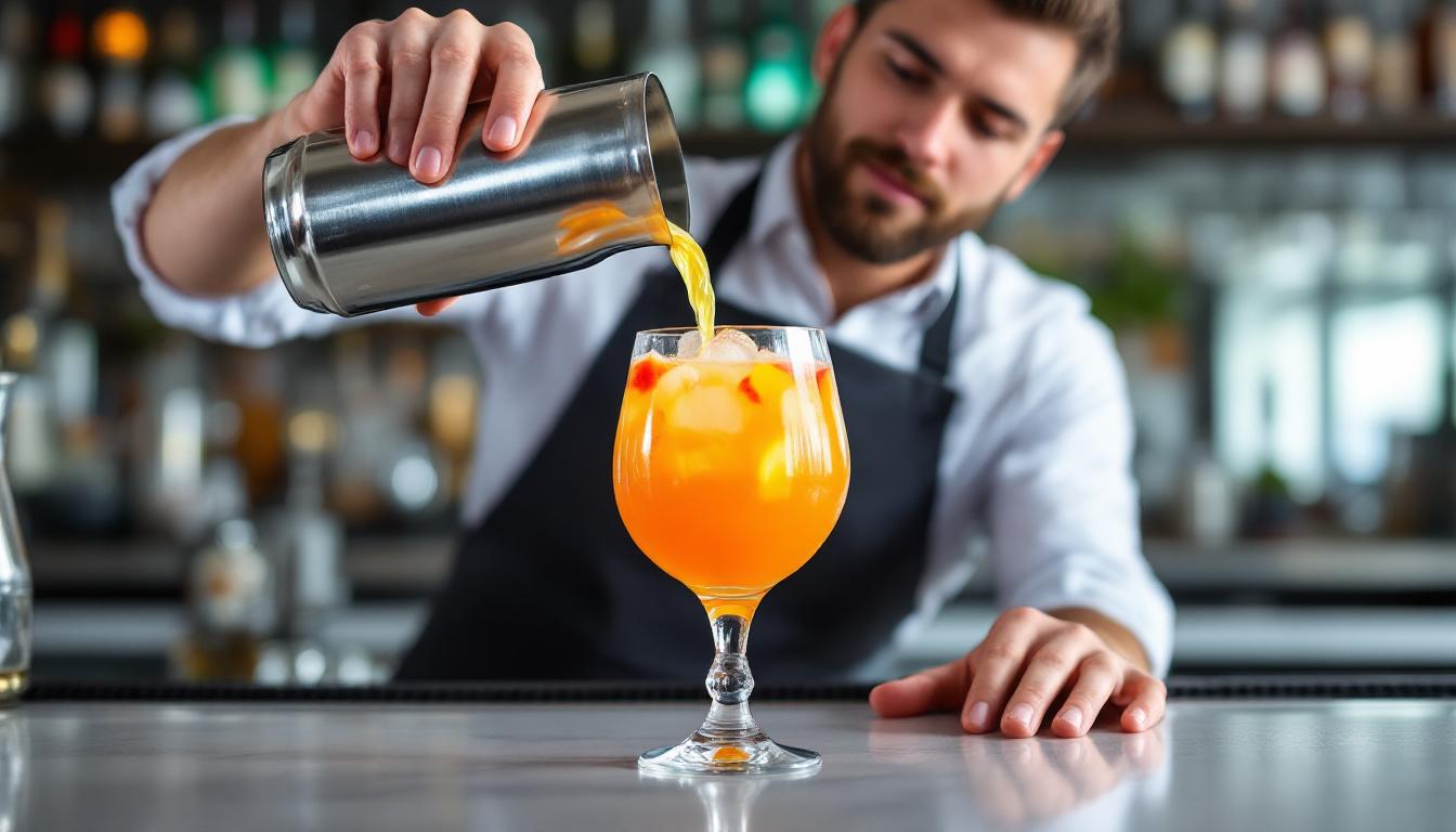 Grand saladier de punch coloré avec fruits tropicaux pour une fête
