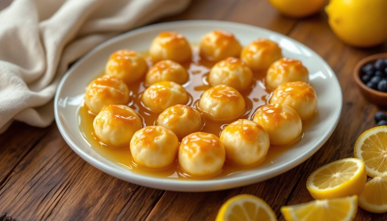Assiette de sekerpare turcs moelleux imbibés de sirop citronné