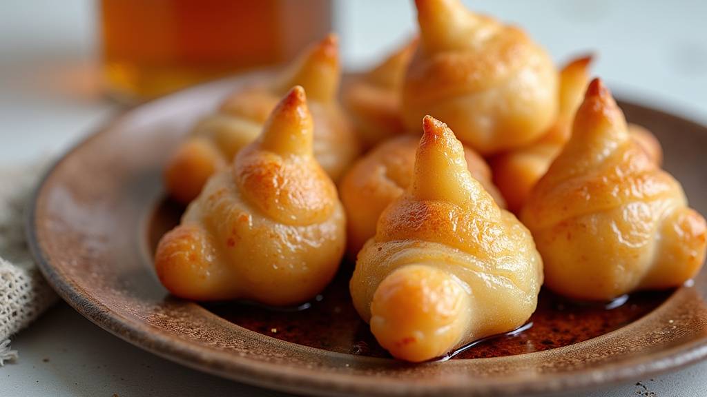 Gâteaux Tulumba dorés et nappés de sirop