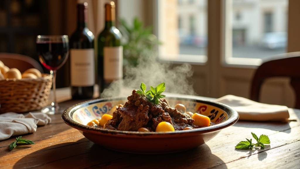 Vue intérieure d'un restaurant halal moderne avec des plats variés