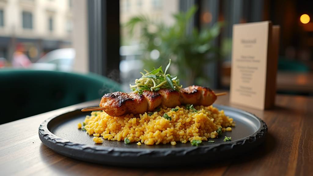 Rue commerçante de Puteaux avec des restaurants halal