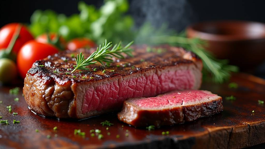 Rumsteak grillé parfait sur un barbecue d'extérieur