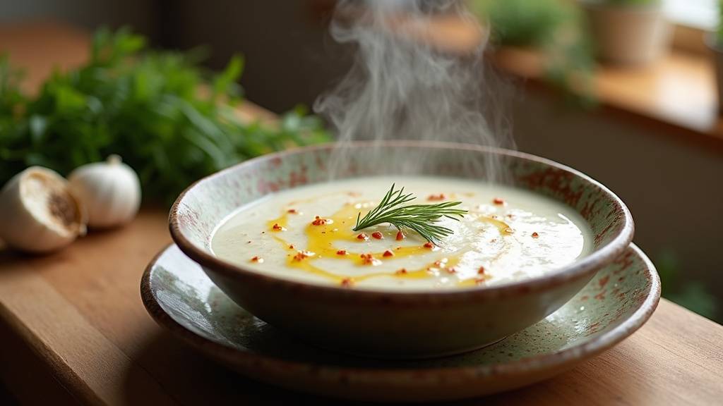 Ingrédients frais pour la sauce blanche kebab : yaourt grec, ail, herbes