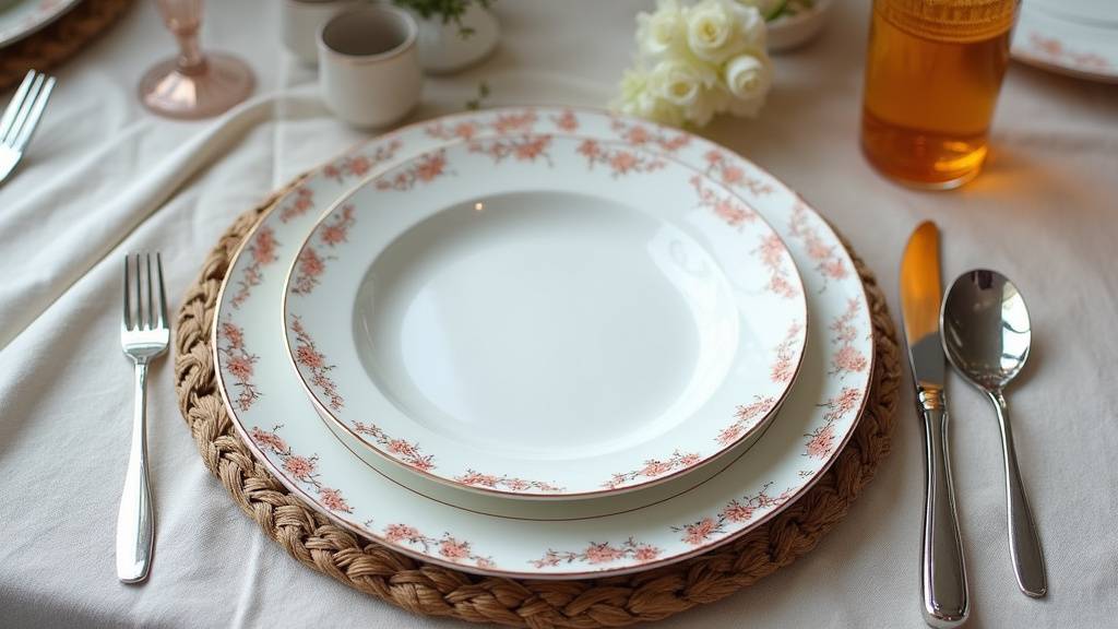 Accessoires de table : nappe, assiettes, verres et serviettes