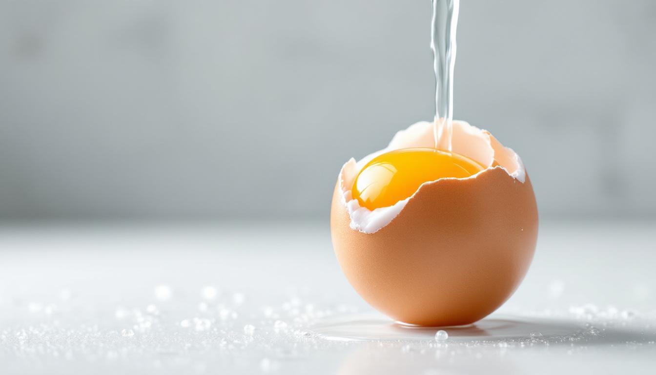 Technique d'écalage délicat d'un œuf mollet sous l'eau froide