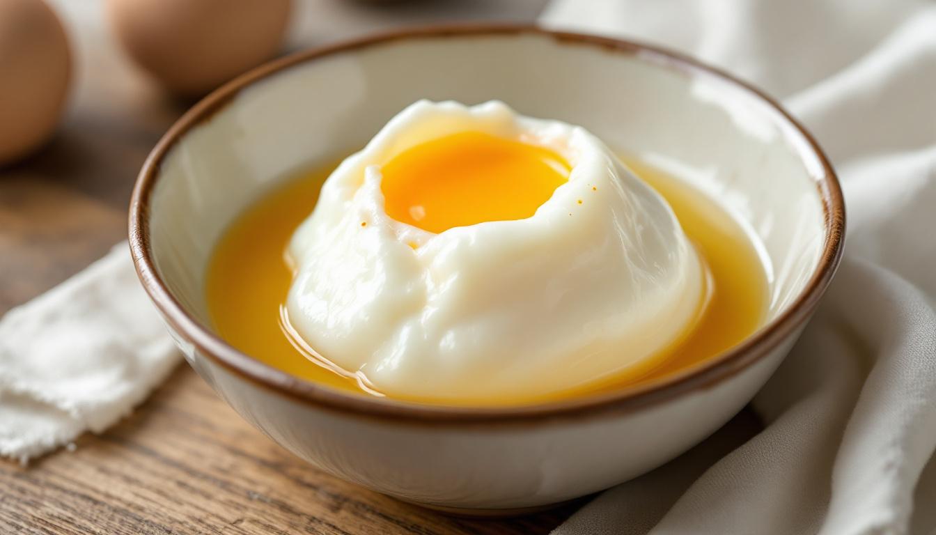 Coupe d'œuf mollet montrant la texture parfaite du blanc et du jaune