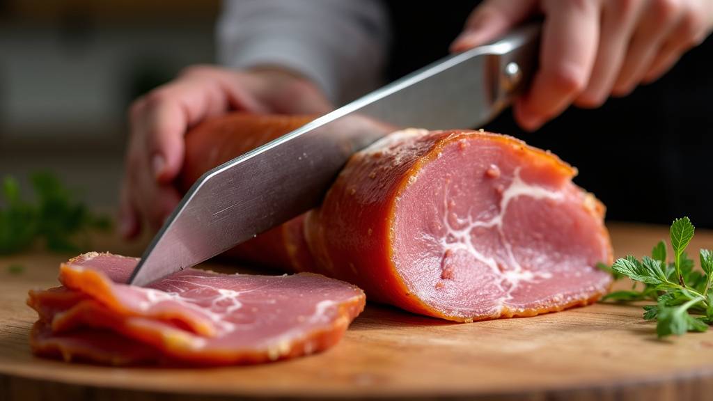 Usage domestique d'une trancheuse à jambon